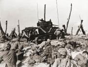 Unknown: Communications unit moves up behind tank. U.S. Marines on Namure Island Unknown: Communications unit moves up behind tank. U.S. Marines on Namure Island