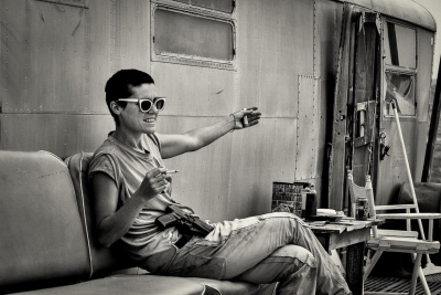 Paul Malinowski: Break Time, 2017 (This is the sole full-time resident of a ghost town in Utah. She was busy building an outhouse when we met. She took a break to relax and share her plans for rebuilding the town by herself one building at a time.) Paul Malinowski: Break Time, 2017 (This is the sole full-time resident of a ghost town in Utah. She was busy building an outhouse when we met. She took a break to relax and share her plans for rebuilding the town by herself one building at a time.)