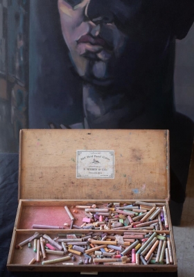Christine Scavotto: Pastels and Self-Portrait from the series Edward Boccia's Studio, 2019 Christine Scavotto: Pastels and Self-Portrait from the series Edward Boccia's Studio, 2019
