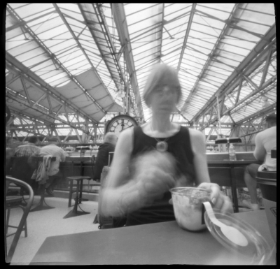 Nancy Breslin: 8-4-16. Lunch at Benugo, Waterloo Station, London. 5 sec. pinhole exposure. From the series "Squaremeals: A Pinhole Diary of Eating Out." Nancy Breslin: 8-4-16. Lunch at Benugo, Waterloo Station, London. 5 sec. pinhole exposure. From the series "Squaremeals: A Pinhole Diary of Eating Out."