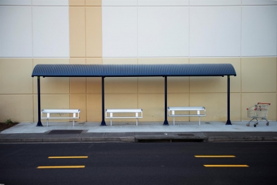 Aubrey J. Kauffman: 3 Benches and Shopping Cart Aubrey J. Kauffman: 3 Benches and Shopping Cart