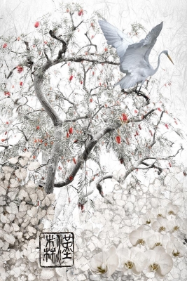 Eric L Hansen: White Heron in Tree Eric L Hansen: White Heron in Tree